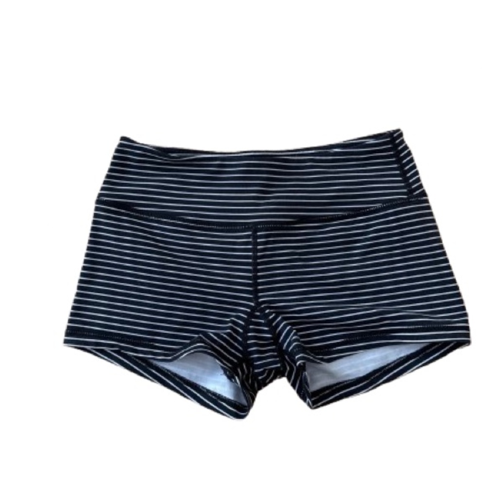 Savage Barbell Black and White Striped Athletic Shorts